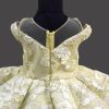 Yellow Structured Panel Party Gown for Baby Girls