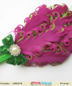 Green and Pink Princess Feather Headband