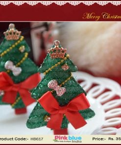 Cute Green and Red Christmas Tree Hair Clip For Infant Girl