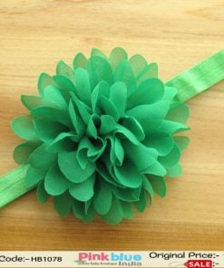 Buy Online Green Floral Hair Band for Cute Girls with Designer Flower