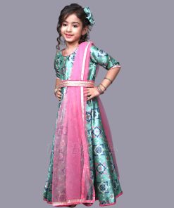Girls Green Party Dress, Baby Long Gown Wedding Dress India