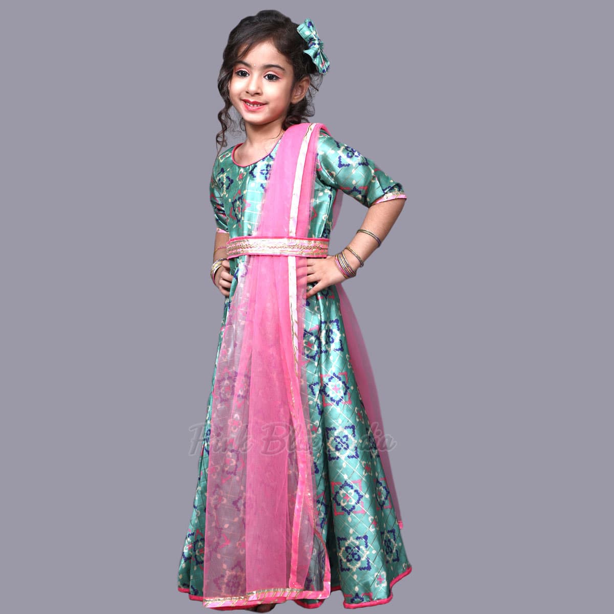 Beautiful Designer Kids Soft Zari Silk Gown