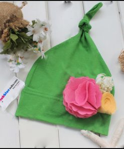 Buy Online Green Toddler Hats with Flowers and Knot