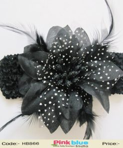 Grey and Black Flower Hair Band for Kids