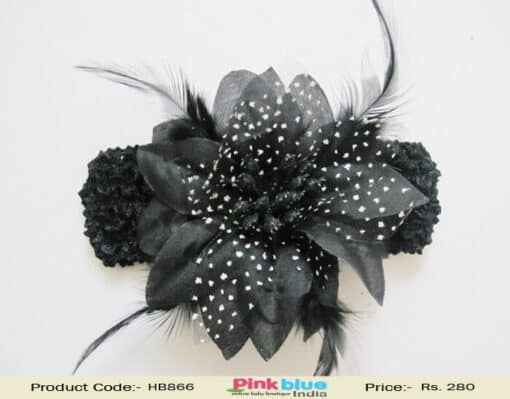 Grey and Black Flower Hair Band for Kids