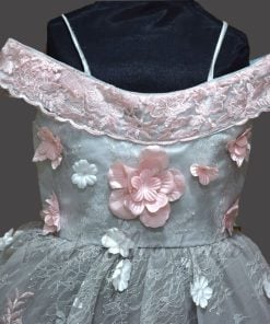 Princess Grey Flower Girl Gown Dress - Birthday Party Wear