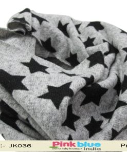 Shop Online Grey Fashionable Kids Cowl with Black Stars Print