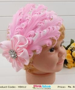 Gorgeous Hair Clip for Toddlers in India With Pink Flower and Feather