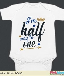 Half Birthday Baby Bodysuit - Halfway to One Newborn Outfit, Personalized Romper