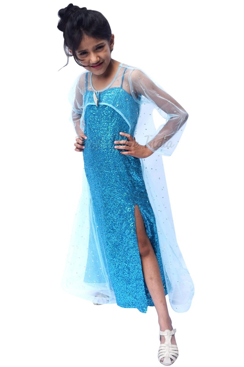 Makena Lane Elsa Inspired Dress with Removable Cape - Girls dresses