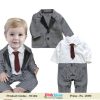 infant Tuxedo Tie Romper Onesie 2-piece Suit | Wedding Partywear Waistcoat