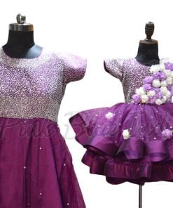 Hand Work Purple Mother and Daughter Matching Outfit