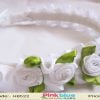 Elegant Headband for Indian Infants with White Roses and Green Leaves