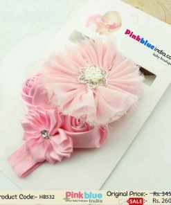 Heavenly Baby Pink Hair Band with Flowers and Roses for Newborn Princess