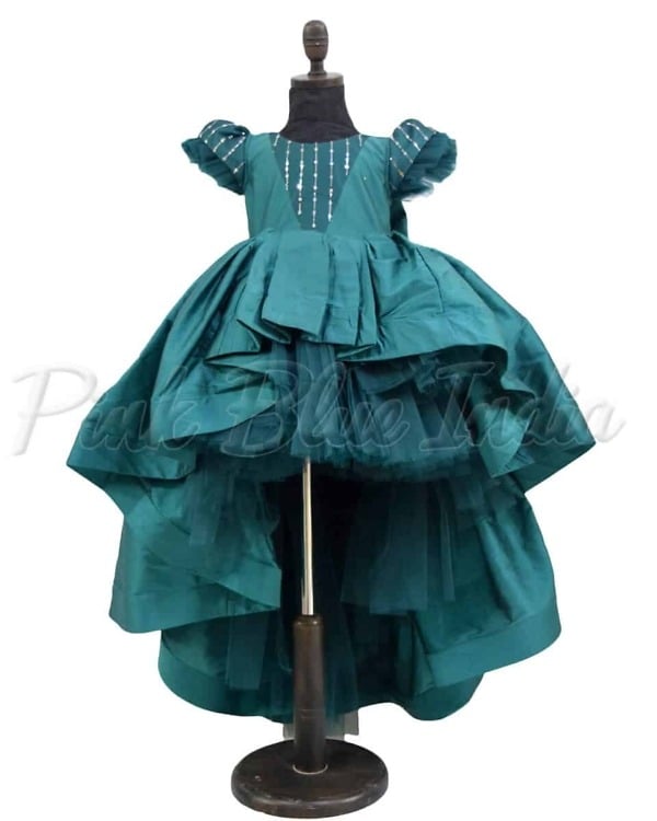 Green High Low Party Wear Gown 