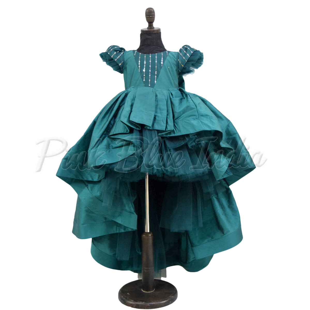Green High Low Party Wear Gown