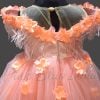 Feather Prom Dress Peach Party Dress for girls