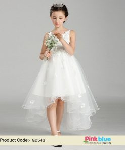 Buy Flower Girl Birthday Party Dress, Baby Girl First Communion Dress, White High Low Dress