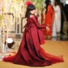 Maroon Girls Hi-Low Party Wear Gown for Birthday, Flower Girl Dresses