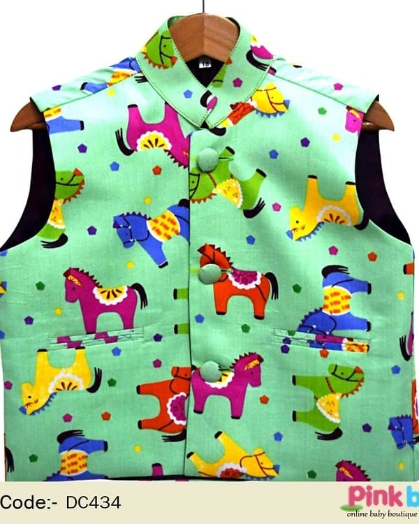 Boys Nehru Jacket - Buy Horse Print Modi Jacket for Children 