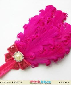 Hot Pink Designer Feather Headband