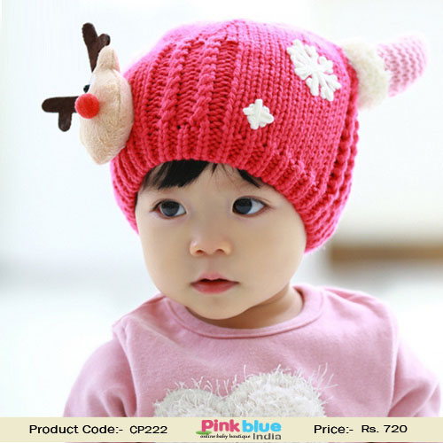 pink baby winter cap
