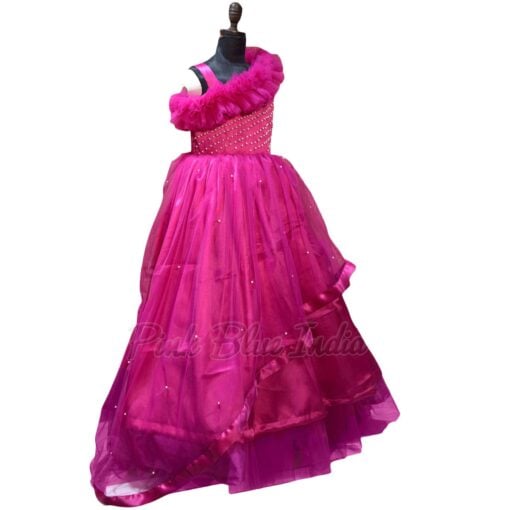 Hot Pink Gown - Buy Hot Pink Tail Gown Dress for Girls