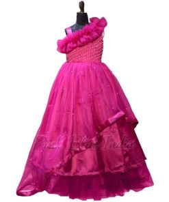 Girls Hot Pink Gown, Hot Pink Tail Gown Dress
