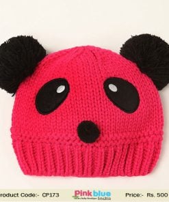 pink baby woolen hat
