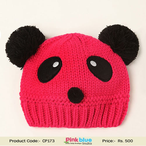 pink baby woolen hat