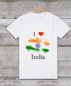 I Love India Printed Tshirt – Customized Kids Tri Colour T shirts - Patriotic Baby Tees Online