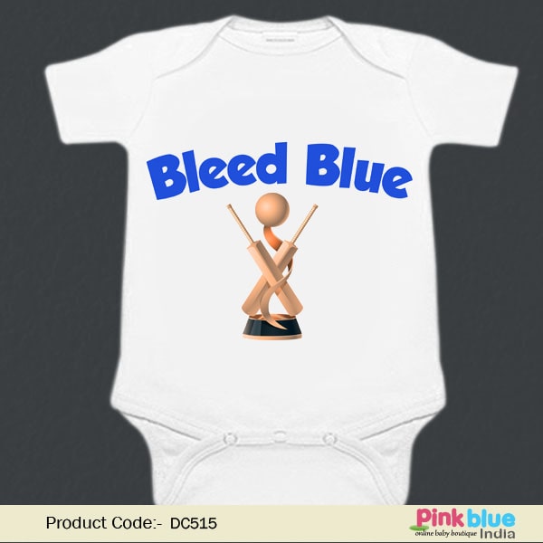 India Cricket "Bleed Blue" White Baby Romper Clothing