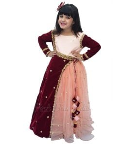 Indian Wedding Velvet Party Wear Girls Gown - Baby Girl Ethnic Dress