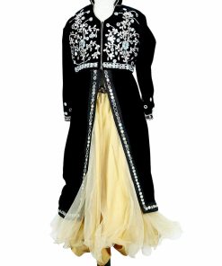 Girls Ethnic Indian Wedding Wear Long Velvet Jacket Skirt