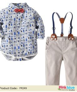 Baby Boy Bowtie Romper Shirt – Kids Suspender Pants Party Clothing Set