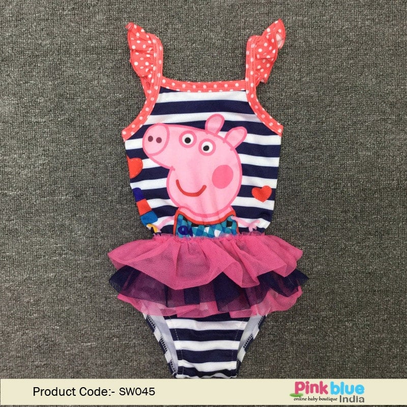 Kids Swimwear | Infant Girls Pig Pattern One-Piece Swimsuit