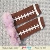 Cute Infant Leg Warmers in Brown and White with Pink Net Frills