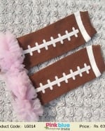 Cute Infant Leg Warmers in Brown and White with Pink Net Frills