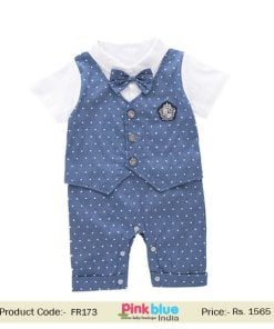 Toddler Boys Party Style Birthday Formal Romper, Cute Bow tie, Infants Clothing, baby wear