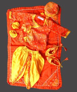 Designer Orange and Yellow Jamna Set for Newborn