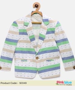Kid Boy Green and Blue Polka Dot Casual Summer Coat