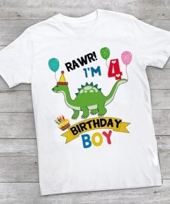Dinosaur 4th Birthday T-shirt, Boy Fourth Birthday Shirt, 4 year Birthday t Shirt Online India