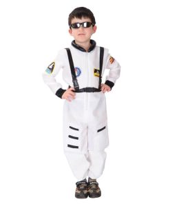 White Kids Astronaut Boys Spaceman Jumpsuit Fancy Dress Costume
