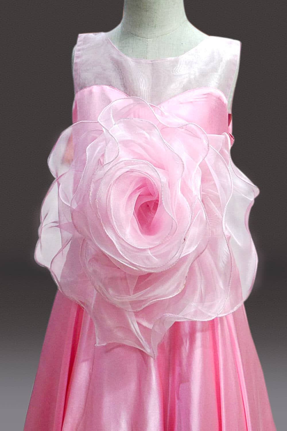 Birthday Girl Dress Pink with Big 3D Flower 5-7-year old Flower