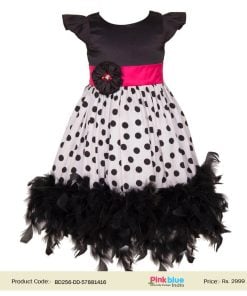 Kids toddler Girl Black and White Polka Dot Party Frock