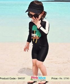 Kids Baby Girl One-Piece Swimwear Swimsuit Black Beachwear India