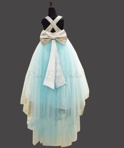 Girls Ice Blue Birthday Dress, kids Special Occasion Gown