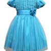 Baby Blue Rose Flower Girl Dress - kids Wedding Party Outfit