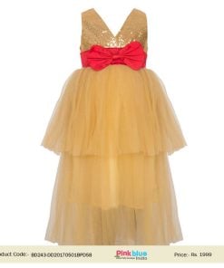 Kids Couture Party Wear Dress Sleeveless Red Bow Wedding Gown