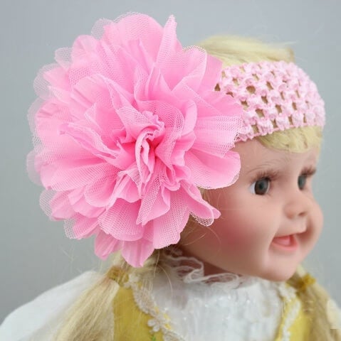 Baby Pink Flower Crochet Hair Band